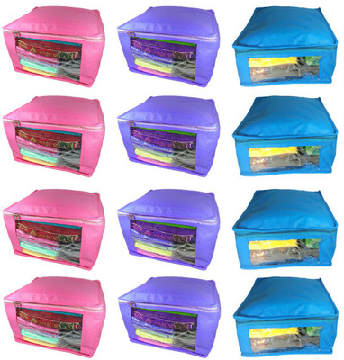 Little one High Quality Combo deal Large 4pc pink saree cover 4pc blue sari cover and 4pc purple saree box Capacity 10-15 Units Saree/Blouse Each(Pink, Purple, Blue)