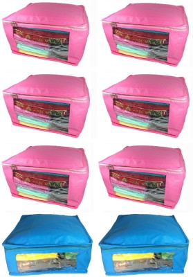 Little one High Quality Combo deal Large 6pc pink saree cover and 2pc blue saree cover Capacity 10-15 Units Saree/Blouse Each(Pink, Blue)