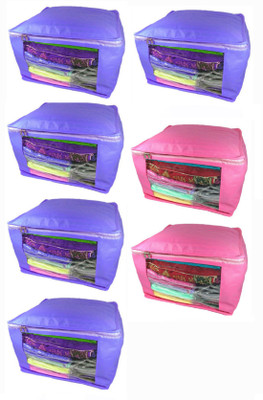 Little one High Quality Combo deal Large 2pc pink saree cover and 5pc purple saree cover Capacity 10-15 Units Saree/Blouse Each(Pink, Purple)