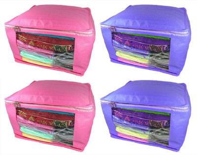 Little one High Quality Combo deal Large 2pc pink saree cover and 2pc purple saree cover Capacity 10-15 Units Saree/Blouse Each(Pink, Purple)