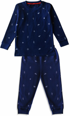 x2o Kids Nightwear Boys & Girls Printed Cotton Blend(Blue Pack of 1)
