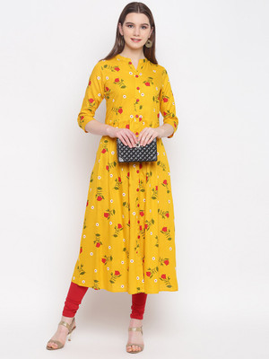 Stylum Women Printed A-line Kurta(Red, White, Green, Yellow)