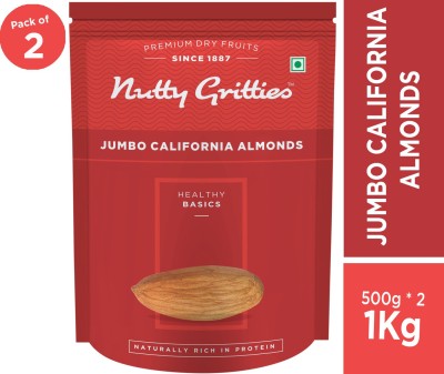 Nutty Gritties Jumbo California Almonds - Pack of 2(500 GMS each) Almonds(1000 g)