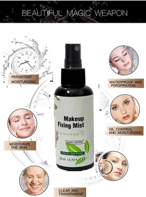 ADJD MAKEUP FIXING MIST WITH ROSE WATER & GREEN TEA FIXER Primer  - 80 ml(TRANSPRENT)