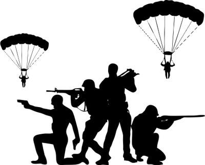 DivineDesigns 51 cm Army Soldiers & Parachute Sticker Self Adhesive Sticker(Pack of 1)