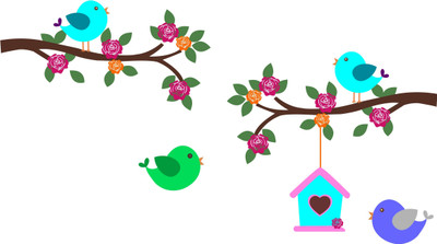 Sudarshan Stickers 37 cm STICKER Birds and Tree decorative wall sticker Self Adhesive Sticker(Pack of 1)