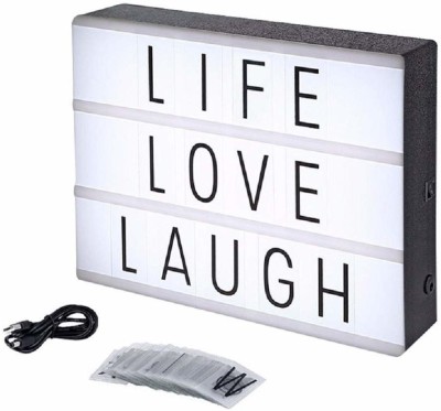 Iktu Cinematic Light Box Sign -96 Letters and Emoji -USB or Battery Operated -USB Cable Included -Vintage Cinema LED Sign Table Lamp(21 cm, White)