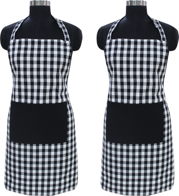 Flipkart SmartBuy Cotton Home Use Apron - Free Size(Black, White, Pack of 2)