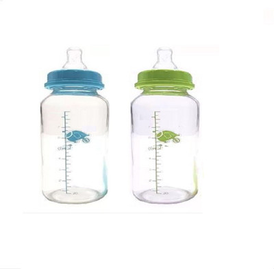 Manan Shopee Baby Anti-Colic System Glass Baby Feeding Bottle - 120 ml(Blue/Green)