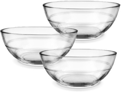 TREO Glass Mixing Bowl JELO SET 420 ml, 800 ml, 1430 ml(Pack of 3, Clear)