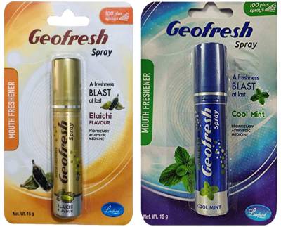 Leeford Geofresh Spray Mouth freshener Mint & Elaichi Flavor Pack of 2 Spray