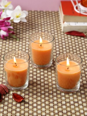 Hosley Tropical Mist Glass Candle(Yellow, Pack of 3)