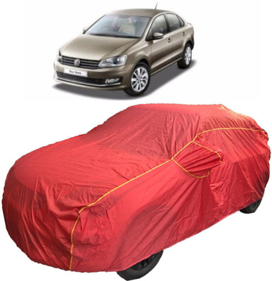 MoTRoX Car Cover For Volkswagen Vento (With Mirror Pockets)(Red)