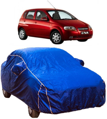 MoTRoX Car Cover For Chevrolet Aveo Uva (With Mirror Pockets)(Blue)