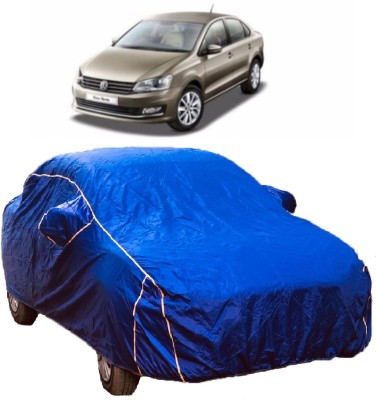 MoTRoX Car Cover For Volkswagen Vento (With Mirror Pockets)(Blue)