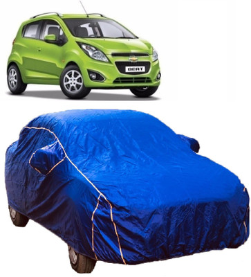 MoTRoX Car Cover For Chevrolet Beat (With Mirror Pockets)(Blue)