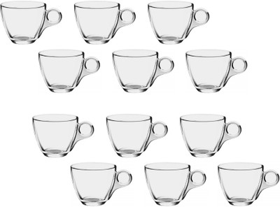 speculo Pack of 12 Glass Crystal clear Round Shape Glass Tea Coffee Cup Set Of 12 Glass(Clear, Cup Set)