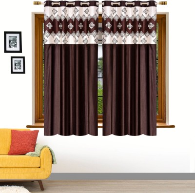 Stella Creations 152 cm (5 ft) Polyester Room Darkening Window Curtain (Pack Of 2)(Abstract, Brown)