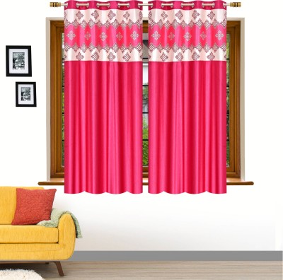 Stella Creations 152 cm (5 ft) Polyester Room Darkening Window Curtain (Pack Of 2)(Abstract, Pink)