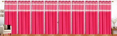 Stella Creations 274 cm (9 ft) Polyester Room Darkening Long Door Curtain (Pack Of 8)(Abstract, Pink)