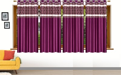 Stella Creations 152 cm (5 ft) Polyester Room Darkening Window Curtain (Pack Of 4)(Abstract, Wine)