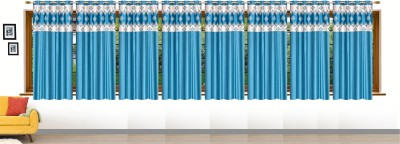 Stella Creations 152 cm (5 ft) Polyester Room Darkening Window Curtain (Pack Of 7)(Abstract, Aqua)
