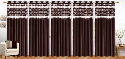 Stella Creations 214 cm (7 ft) Polyester Room Darkening Door Curtain (Pack Of 5)(Abstract, Brown)