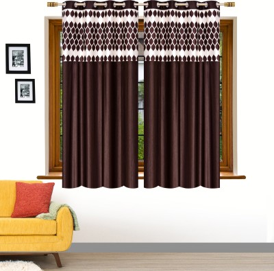 Stella Creations 152 cm (5 ft) Polyester Semi Transparent Window Curtain (Pack Of 2)(Abstract, Brown)