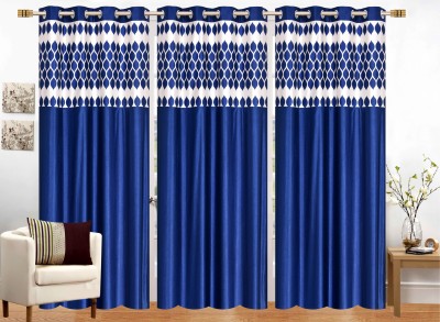 Stella Creations 214 cm (7 ft) Polyester Room Darkening Door Curtain (Pack Of 3)(Abstract, Blue)