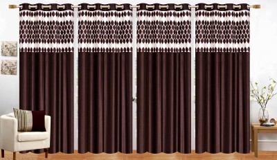 Stella Creations 274 cm (9 ft) Polyester Room Darkening Long Door Curtain (Pack Of 4)(Abstract, Brown)