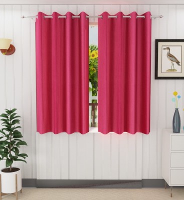 Styletex 152 cm (5 ft) Polyester Semi Transparent Window Curtain (Pack Of 2)(Solid, Rani Pink)