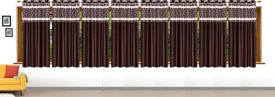 Stella Creations 152 cm (5 ft) Polyester Room Darkening Window Curtain (Pack Of 8)(Abstract, Brown)