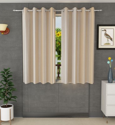 Panipat Textile Hub 152.4 cm (5 ft) Polyester Window Curtain (Pack Of 2)(Solid, Cream)