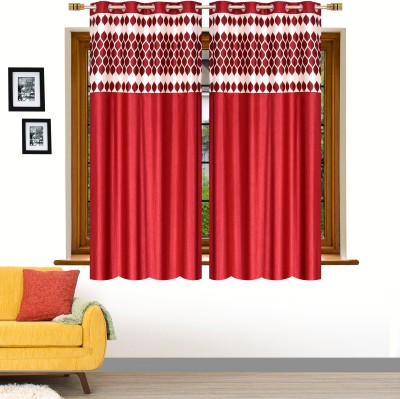 Stella Creations 152 cm (5 ft) Polyester Room Darkening Window Curtain (Pack Of 2)(Abstract, Maroon)