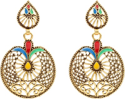 Shining Jewel Shining Jewel Antique Designer and Stylish Antique Gold Oxidised Chandbali Earrings for Women (SJ_1754) Brass Chandbali Earring