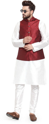 kaifoo Men Kurta Churidar Ethnic Jacket Set