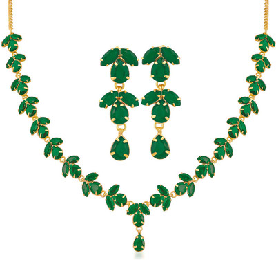 mahi Alloy Gold-plated Green Jewellery Set(Pack of 1)
