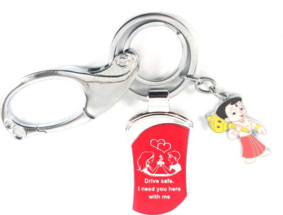 SHOKY LOOKS Drive Safe Message Single Sided Belt Hook Red, Silver with Bhim Key Chain