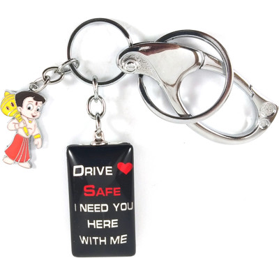 SHOKY LOOKS Drive safe i Need You Here With Me massage Both sides same Black with Bhim Key Chain