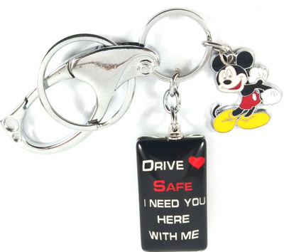 SHOKY LOOKS Drive safe both sides same black color with mickey mouse Key Chain
