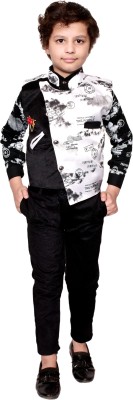 KidiWorld Boys Festive & Party Shirt, Waistcoat and Pant Set(Black Pack of 1)