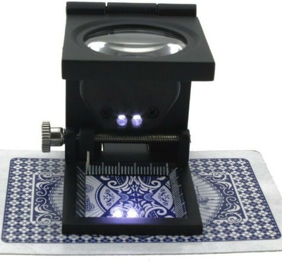 pullox 10X Metal Pocket LED with Scale Magnifying Glass clothe industries printing Loupe Zinc Alloy Material 10x fordable magnifying(Black)