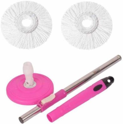 KITCHEN INDIA ™ Mop Rod Stick Stainless Steel with 2 Microfiber Refill Mop Rod(Pink)