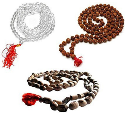 NAKSHATRA JUNCTION Original Tulsi Mala, Sphatik/Crystal Mala and Rudraksha Mala Set Wood, Crystal Chain