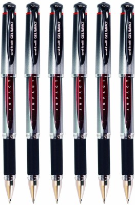 uni-ball Signo Impacto UM-153S 1.0mm Gel pen | Waterproof & Smooth Flow Ink | Fast Drying Gel Pen(Pack of 6, Red)
