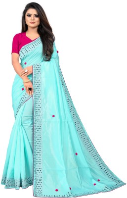 MN VENTURE Embroidered Bollywood Georgette Saree(Light Blue)