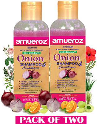 Amueroz Red Onion Shampoo for Anti Dandruff , Control Hair fall & Promotes Hair Growth - PACK OF TWO(200 ml)