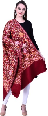 swi stylish Wool Embroidered Women Shawl(Maroon)