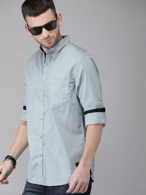 Roadster Men Solid Casual Blue Shirt