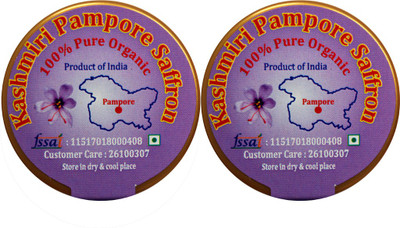 The Gathering of Saffron Kashmiri Pampore Organic Saffron, 2 Grams Net (Pack of 1gm X 2)(2 x 1 g)